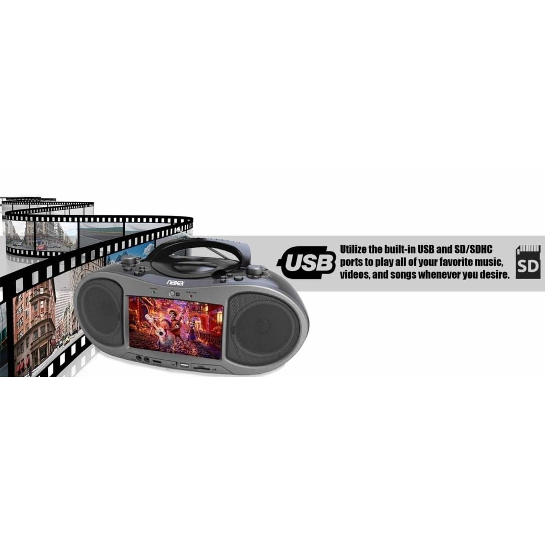 Naxa Electronics 7-inch Bluetooth DVD Boombox, Portable CD