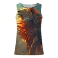 thumbnail image 4 of Sakmal Scoop Neck Men Tank Tops Orange Orange Stringer Lightweight Camisole Graphic Lion Muscle Men Sleeveless T Shirts, 4 of 5