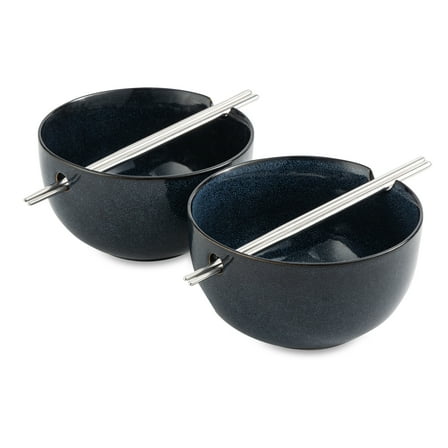 Thyme & Table Atlantic Collection, 2 Pack Ramen Bowl Set with Chopsticks