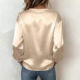 thumbnail image 6 of VBVC Women's Crewneck Satin Blouse , Ladies' Long Sleeve Silk Top , Casual Loose Fit Dressy Shirt For Women, Gold , S-3XL, 6 of 9