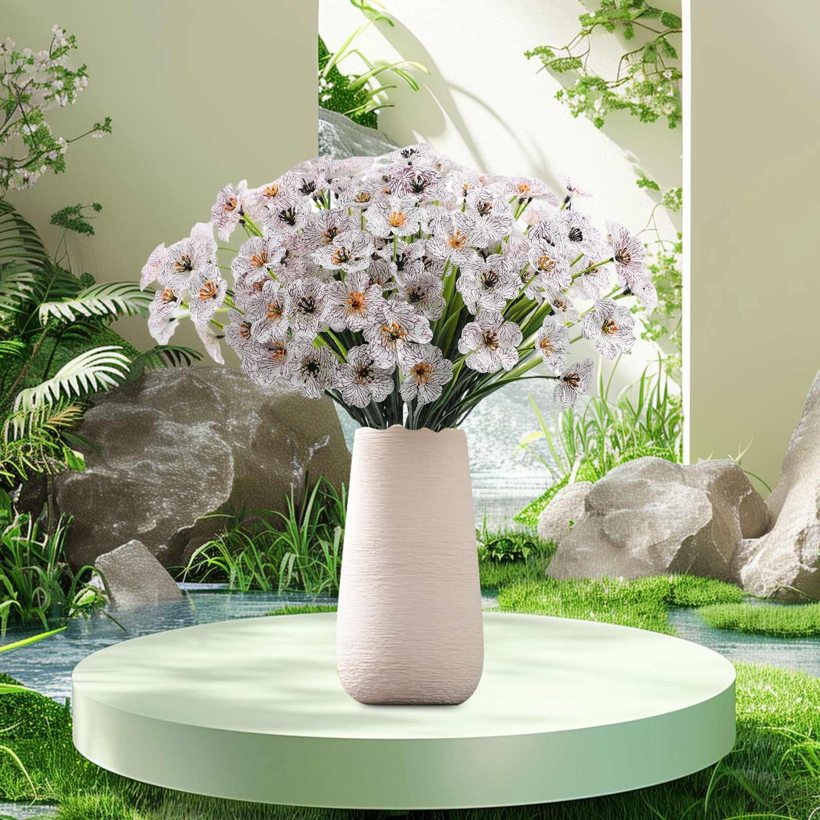 12PCS Outdoor Artificial Flowers - Colorful & Flowering Shrubs for Garden, Patio & Home Decor - Weatherproof Flowers for All Seasons