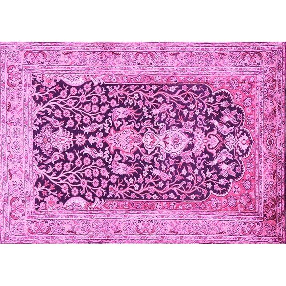 Ahgly Company Indoor Rectangle Animal Pink Traditional Area Rugs, 6' x 9'