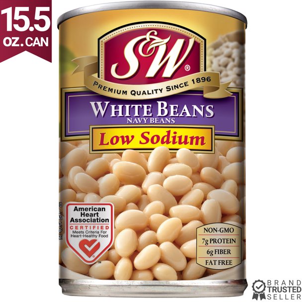 S&W White Beans Navy Beans Low Sodium 15.5 Oz. Can Walmart