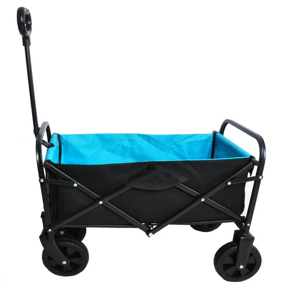 Folding Wagon Cart, Portable Large Capacity Beach Wagon, Heavy Duty Utility Collapsible Wagon with All-Terrain Wheels, Outdoor Garden Cart Foldable Wagon for Sports, Shopping, Camping