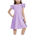 thumbnail image 3 of Bovxnpu Summer Girls Dresses, Girls Casual Dress With Ruffle Sleeves, Solid Sling Backless Dress For Girls Sports Sleeveless Dress For Kids 6-7 Years, 3 of 6