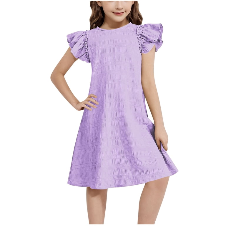 fitted lace wedding dress Girls: All About You Dusty Lavender Purple Ruffled Dress – Shop the Mint