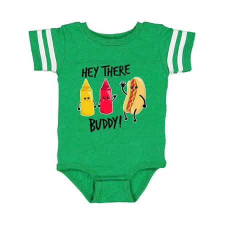 

Inktastic Hey There Buddy with Ketchup Mustard and Hot Dog Gift Baby Boy or Baby Girl Bodysuit