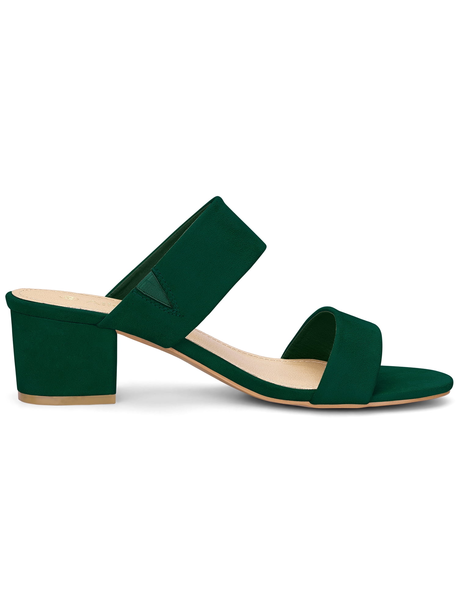 Unique Bargains Women's Block Heel Dual Straps Slide Sandals