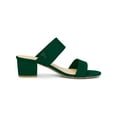 thumbnail image 3 of BLISSFUL STEP Women's Shoes Dual Straps Mid Block Heel Slide Sandals Green 9, 3 of 8