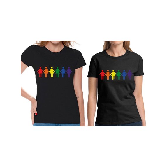 Awkward Styles Lesbian T-Shirt Love Matching Couples T Shirts for Women LGBTQ Flag