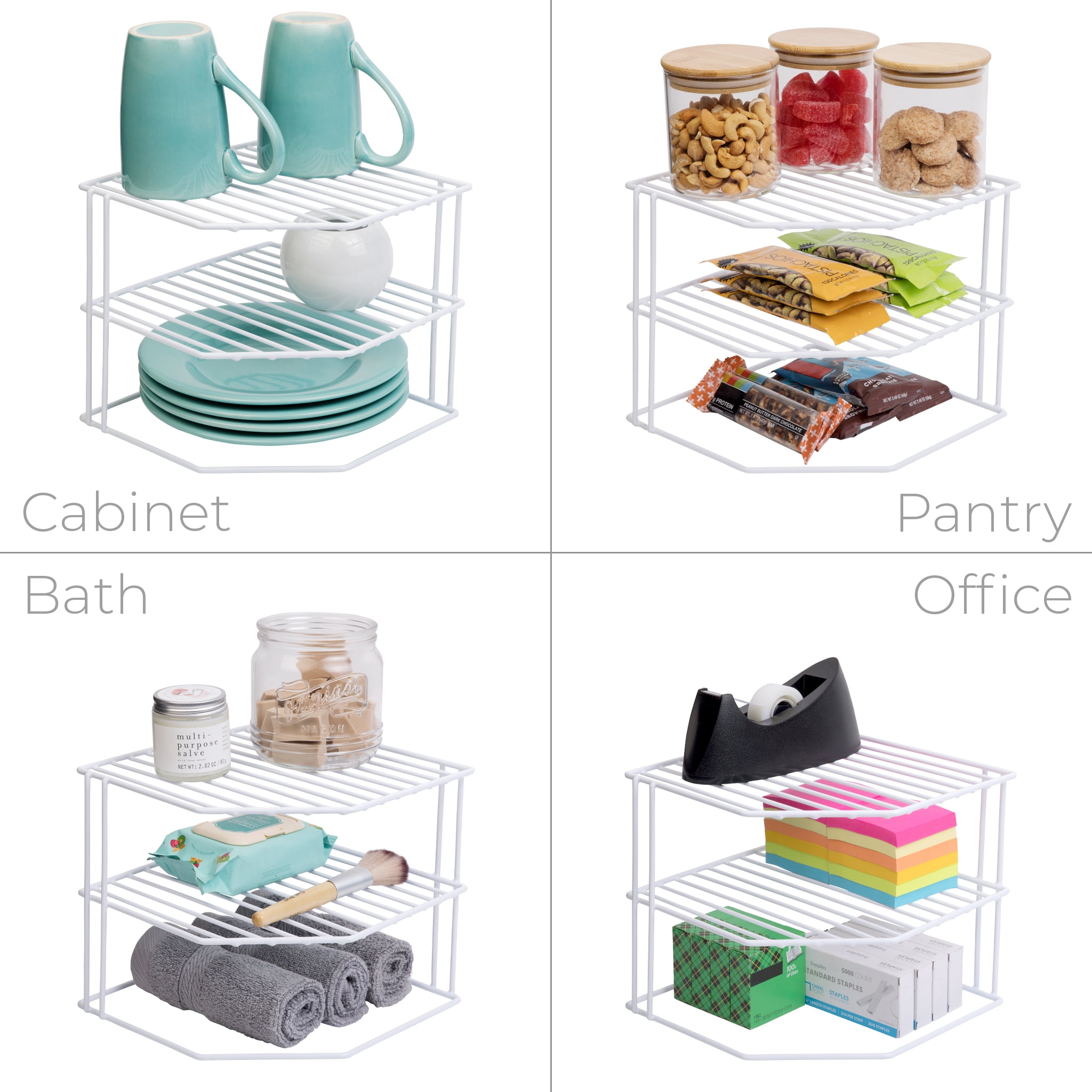 Smart Design 3-Tier Kitchen Corner Shelf Rack - 9 x 8 inch - White