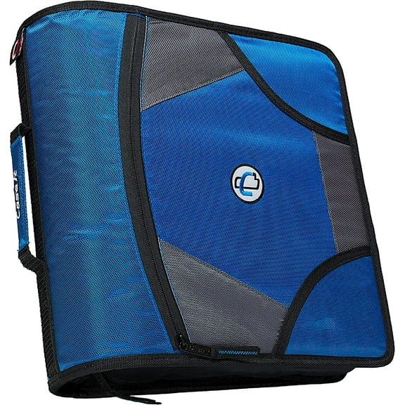 Case it King Size Mighty Zip Tab Binder, 3 Rings, 4" Capacity, 11 X 8.5, Blue
