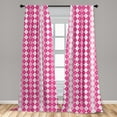 thumbnail image 5 of Ambesonne Pink and White Curtains, Traditional Argyle, Pair of 28"x63", Pink Pale Pink and White, 5 of 5