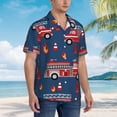 thumbnail image 3 of Kll Men'S Hawaiian Shirt Short Sleeve Button Down Beach Shirts-Fire Truck 1, 3 of 7