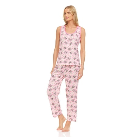 

Lati Fashion Women Sleeveless Pajamas Pants Set Female Sleepwear