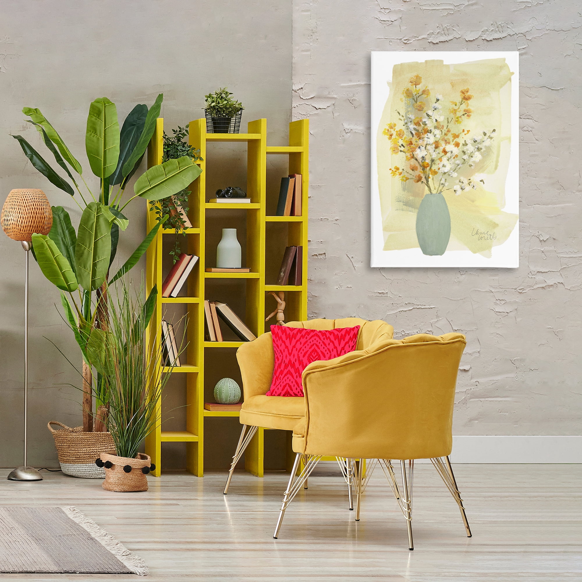 Stupell Industries Wildflowers Bloom Blue Vase Floral & Botanical Painting Wrapped Canvas Art Print Wall Art, 24 x 36