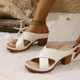 thumbnail image 2 of ShiShine Women's Contrast Stitch Cross Band Mule Sandals Open Toe Block Heel Casual Summer Sandals, 2 of 4
