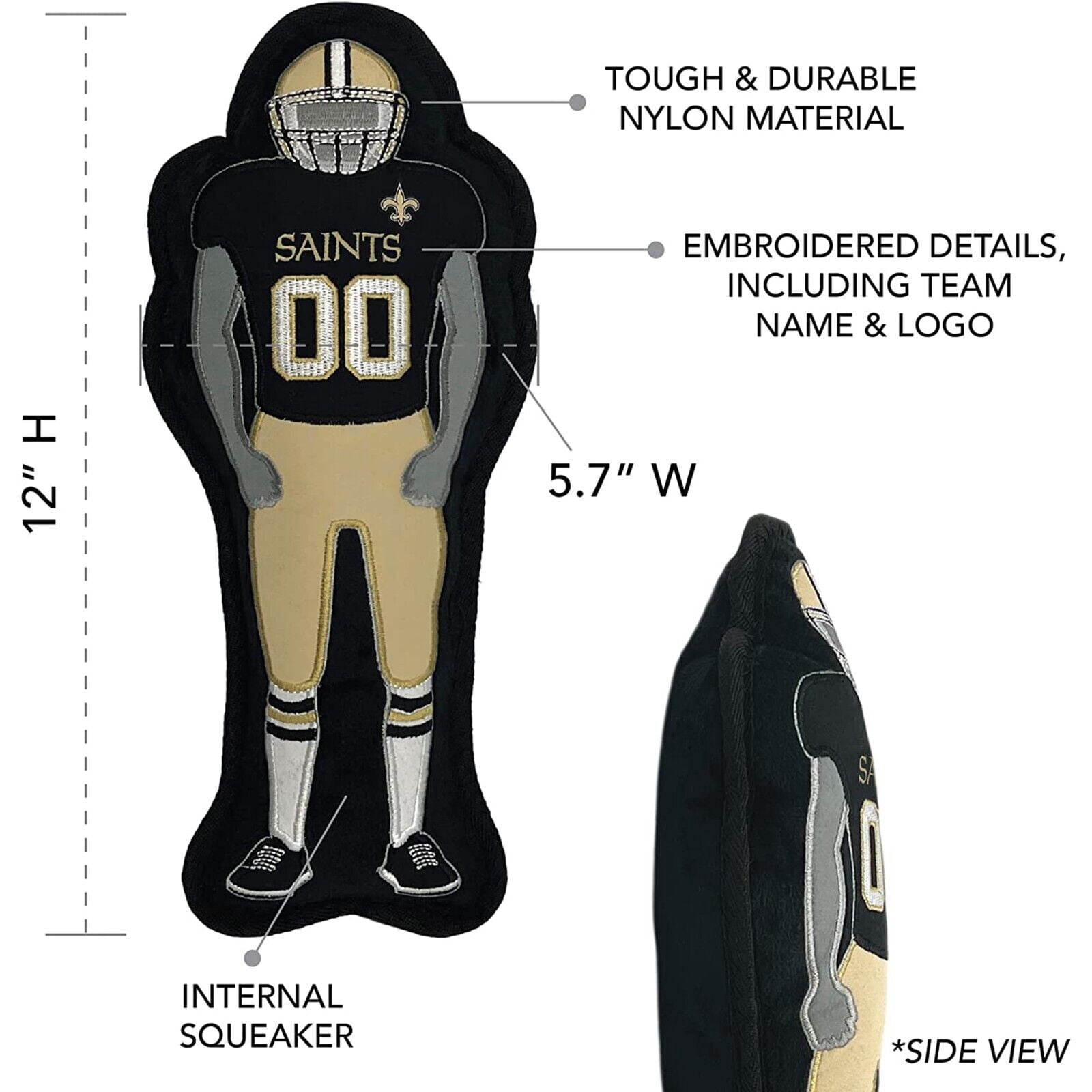 NFL New Orleans Saints Athletes Player Pet Dog Toy Premium Quality with Built-in Squeaker Chew Toy