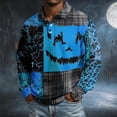 thumbnail image 5 of GrmtClth Men's Turn Down Collar Halloween Pullover Shirts Long Sleeve Full Pumpkin Bat Pattern Soft Skin Friendly Fabric Daily Outdoor Golf Party Costume Tops Blue 3XL, 5 of 7