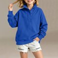 thumbnail image 2 of Jalioing Sweatshirt for Kids Fashion Solid Long Sleeve Stand Collar Button Pullover Tops Teen Casual Athletic Shirt, 2 of 9