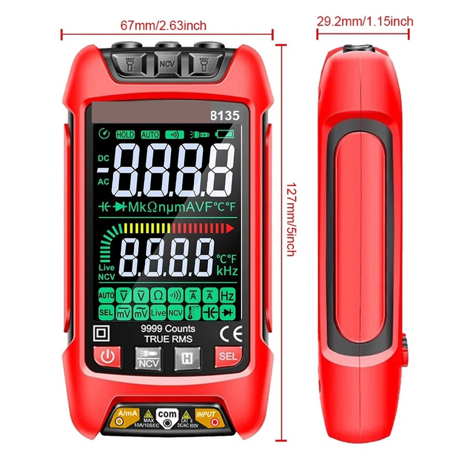 1000V True RMS Digital Multimeter 9999 Counts High-Precision AC DC Voltage NCV Test Automatic Range Multimeter ,Battery Test