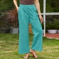thumbnail image 2 of Womens Pants Casual Solid Color Loose Pockets Elastic Belt Waist Pants Long Trousers, 2 of 6