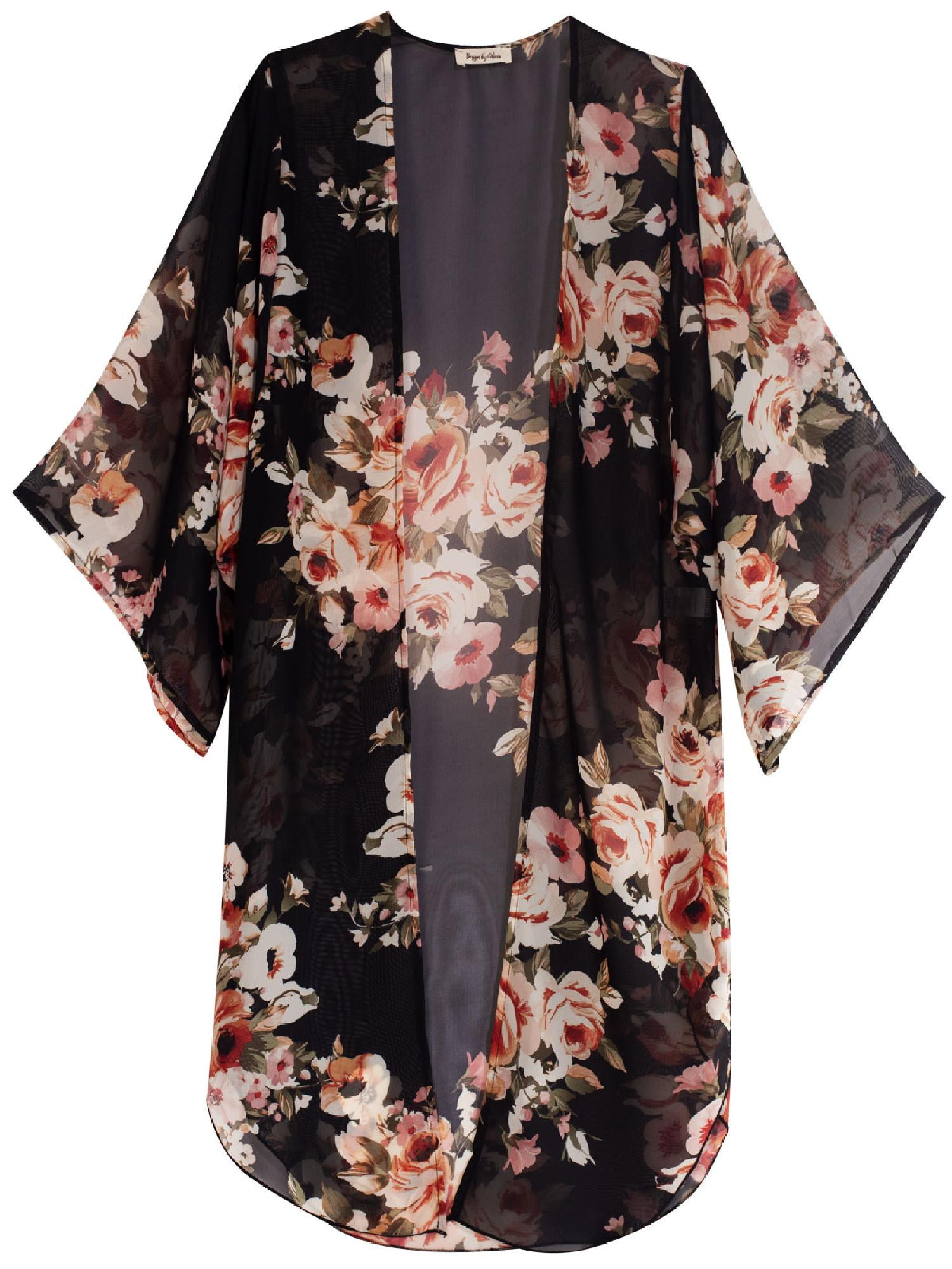 Made by Olivia - Made by Olivia Women's Open-Front Floral Print Kimono ...