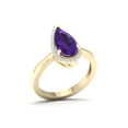 thumbnail image 2 of Imperial Gemstone 10K Yellow Gold Pear Cut Amethyst 1/10 CT TW Diamond Halo Women's Ring, 2 of 5