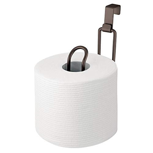 Over the Tank Bronze mDesign Toilet Paper Roll Holder for Bathroom Storage 