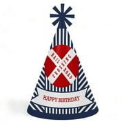 Big Dot of Happiness Railroad Party Crossing - Steam Train Cone Happy Birthday Party Hats for Kids and Adults - Set of 8 (Standard Size)