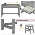 thumbnail image 6 of GZXS 4-Piece Bar Table Set with Charging Station & Drawers, 53" Long Counter Height Dining Pub Set with 3 Upholstered Stools for Small Space Kitchen, Light Gray, 6 of 10