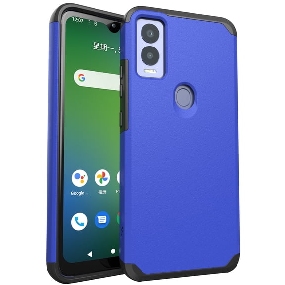 For at&t Propel 5G U6080AA Slim Shockproof Hybrid Cover Phone Case   Tempered Glass - Blue