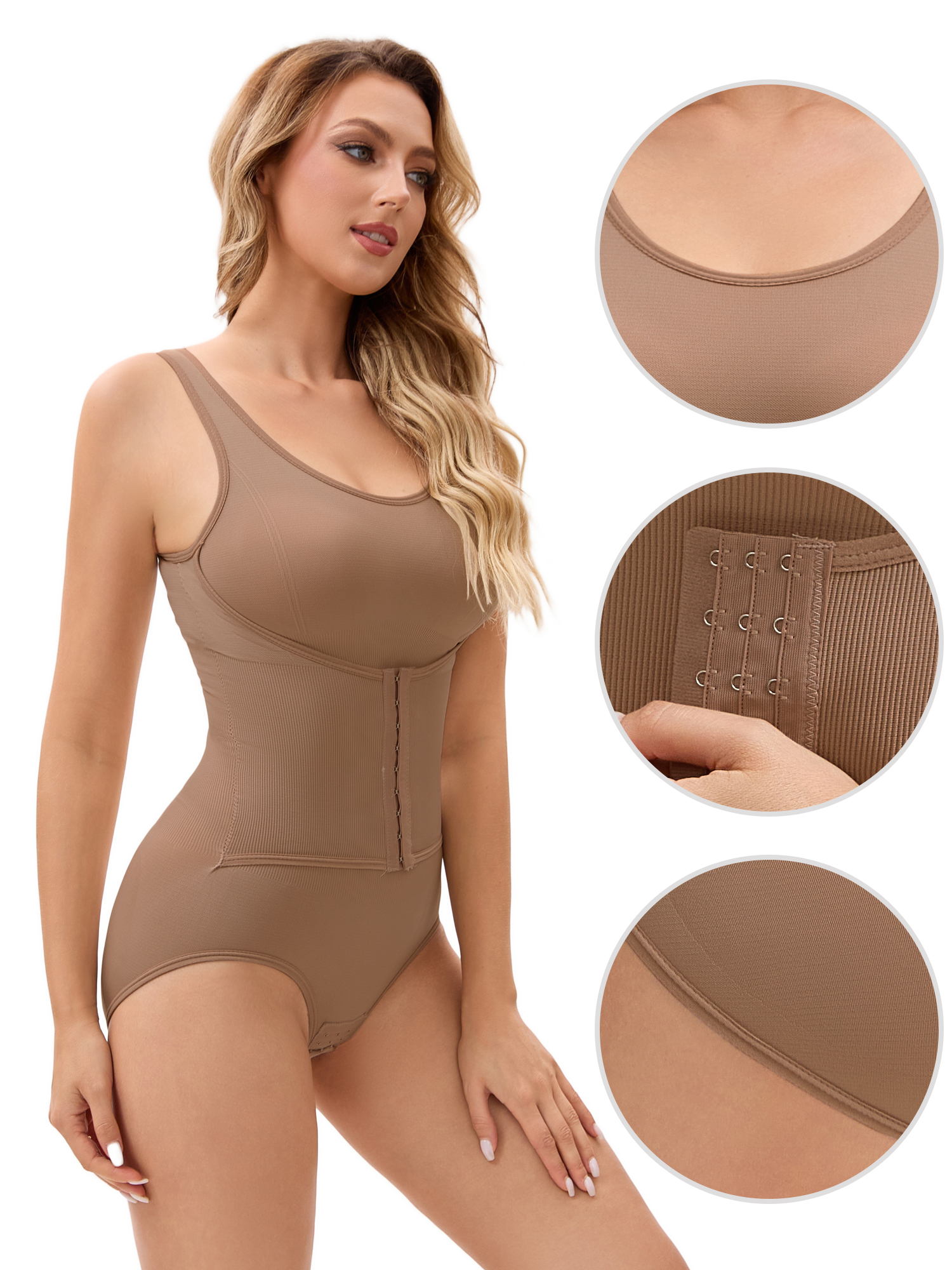 DARING DIVA Waist Cincher Body Shaper Butt Bodysuit S Brown