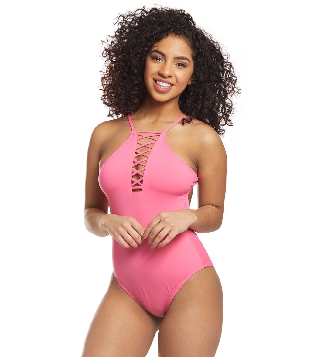 Hobie Girls One Piece Swimsuit - Dandelion Print, Size 7, Bright Plaid Design For Summer & Pool Days