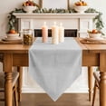 thumbnail image 3 of Table Runners 90 Inches Long, White Burlap Texture Cotton Linen Kitchen Dining Coffee Table Runner for Party Home Decor, Farmhouse Vintage White Tabletop Dresser Scarves Runner Decor 13x90 Inch, 3 of 9