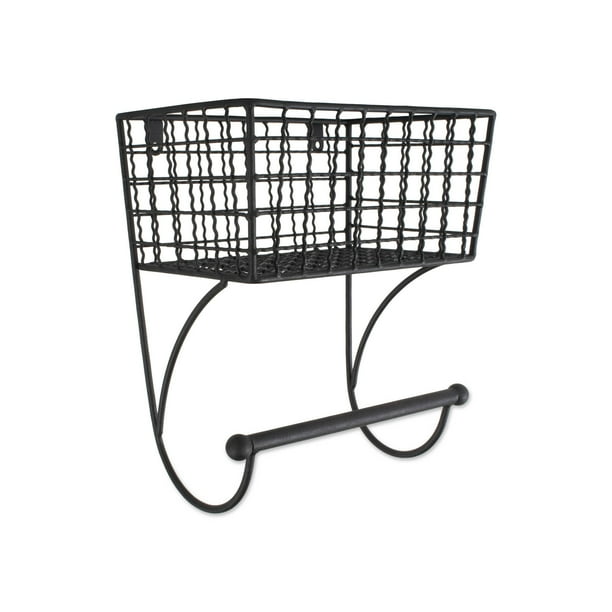 Home Traditions Rustic Metal Wall Mount Shelf with Towel Bar, Small