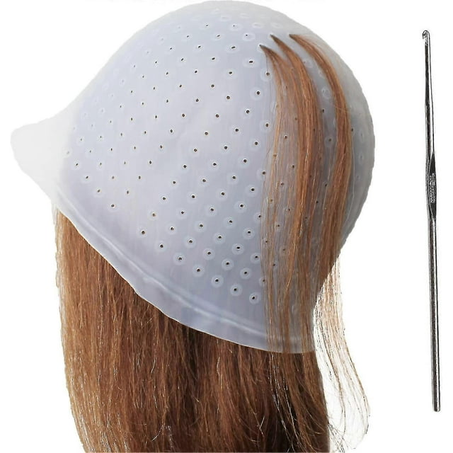 Gorro de silicona para mechas, gorro y gancho para mechas, gorro para teñir el cabello, gorro para escarchar el cabello, gorro para escarchar el cabello blanco