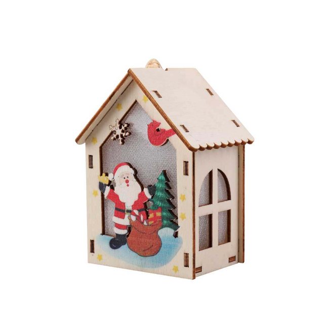 Matsuzay Casa de de Navidad, exquisito adorno de escritorio, lámpara de noche en forma de cabina, colgante luminoso en miniatura Kits de decoración para fiestas Anciano