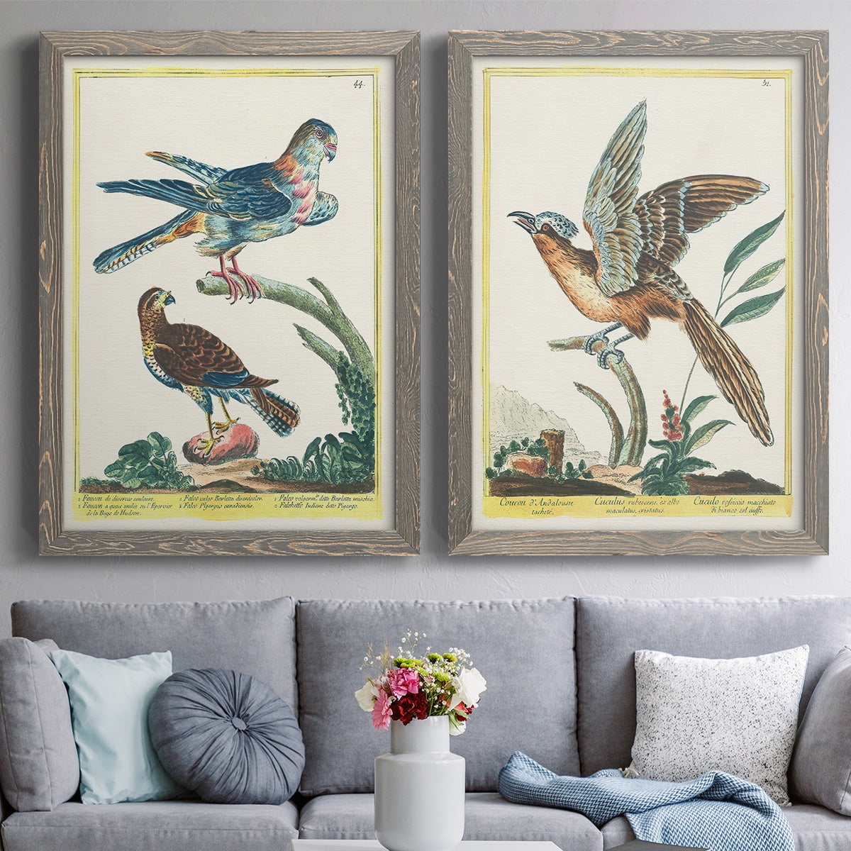Pastel Birds III - Premium Framed Canvas 2 Piece Set - Ready to Hang