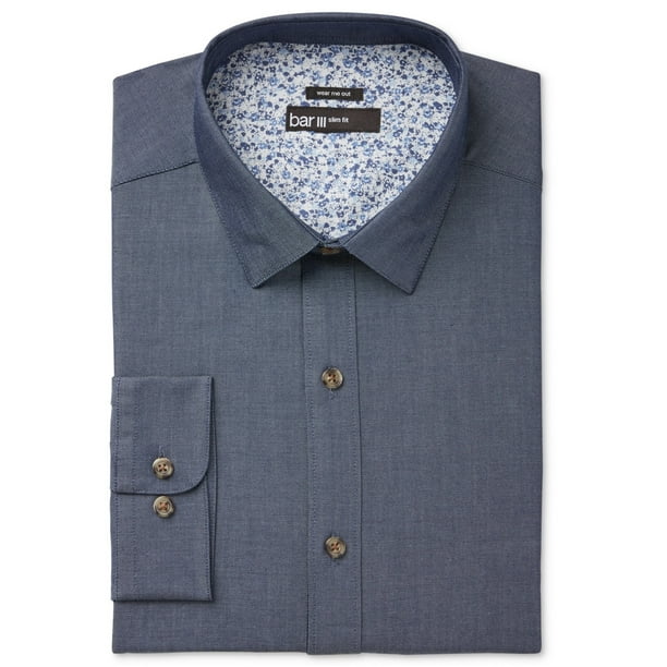Bar III bar III Mens Untucked Button Up Dress Shirt, Blue, 1414.5