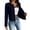Navy, variant on ClodeEU Women's Round Collar Open Front Cropped Blazer Jacket, Long Sleeve Slim Fit Casual Short Suit Coat Army Green,Women's Plus L