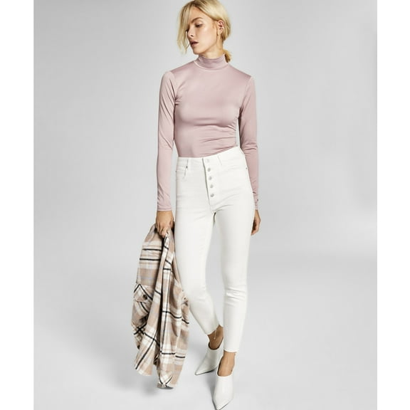 And Now This Women's Highrise Exposed Button Perfect Skinny Jeans White (White, 25)