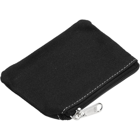 PATIKIL 3" x 5" Coin Purse Pouch, Change Purses Small Organizer Bags with Zipper Canvas for Home, Black