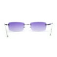 thumbnail image 4 of Rimless Narrow Rectangle Luxury Beveled Lens Dad Shade Sunglasses Silver - Purple, 4 of 4