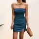 thumbnail image 2 of Vestido corto bandeau para mujer Y2k satén sin tirantes mini vestido flaco de regreso a casa, 2 of 6