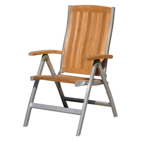 - Courtyard Casual Natural Finish Burma Teak and Aluminum Outdoor Chair