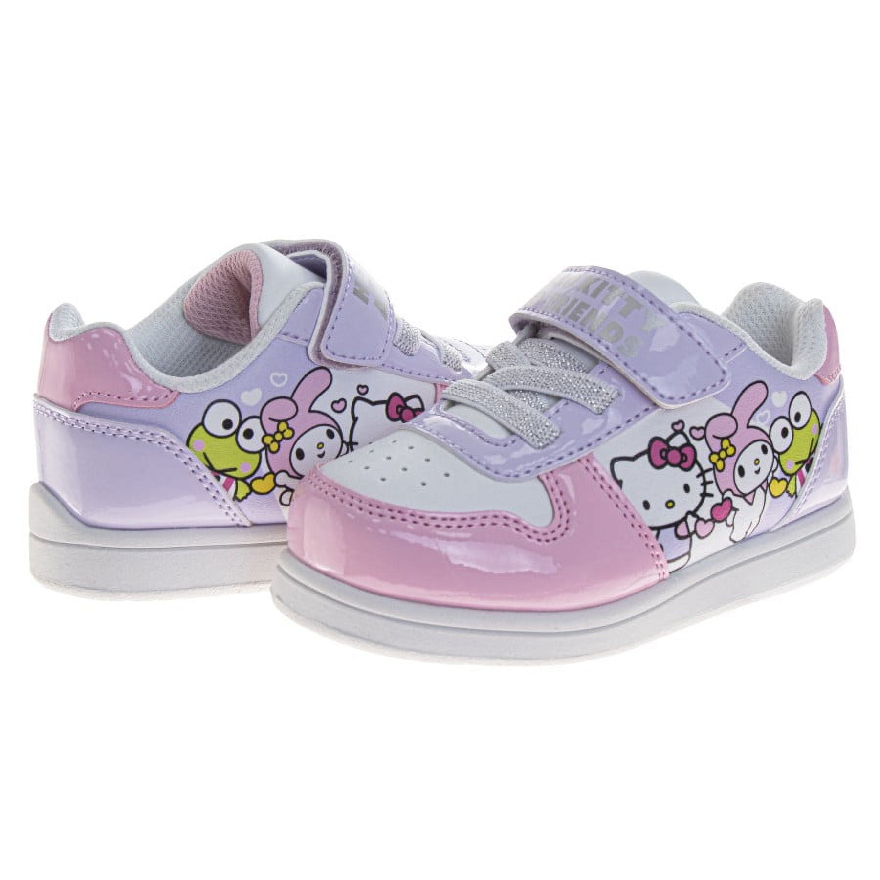 Hello Kitty Hook And Loop Girls Hello Kitty And Friends Sneakers. (Toddler Little Kids), Pink Purple, Size: 6