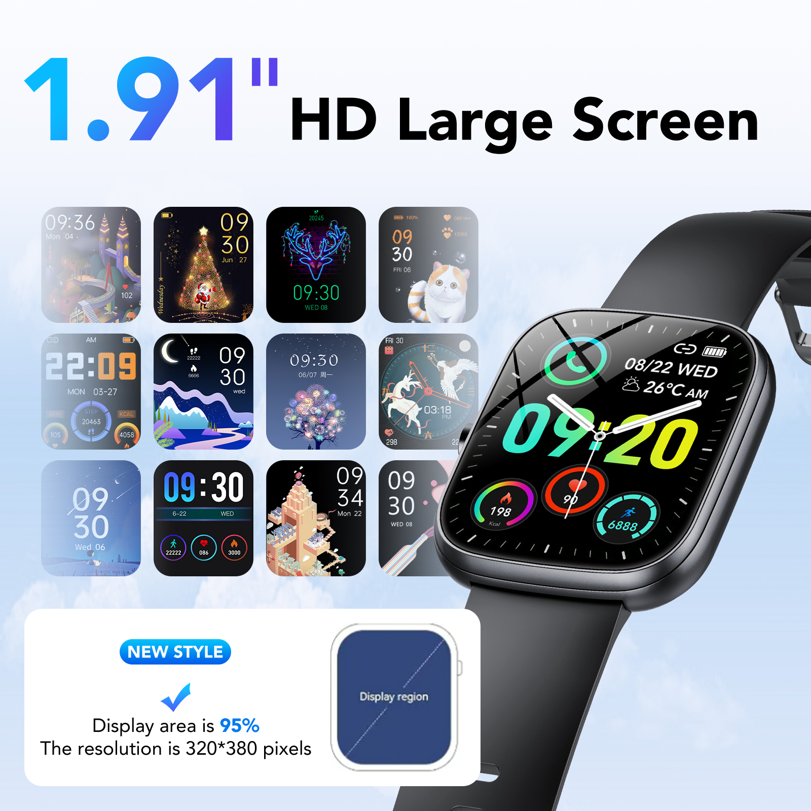Tikland Smart Watch IP68 Waterproof 1.91-inch Black photo 6
