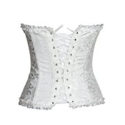 MISS MOLY Women's Lace Up Boned Plus Size Overbust Bridal Corset Bustier Bodyshaper Top White L