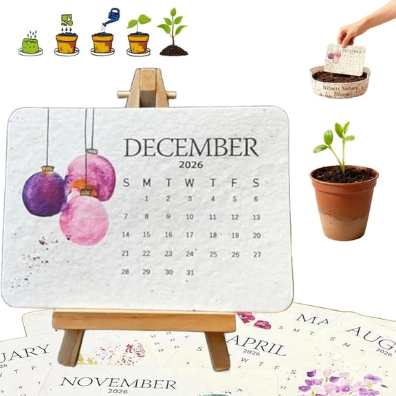 Plantable Seed Calendar 2026, Greening Calendars Planner, Month Seed Paper Planner for Gifting, Gardening, Green Living, Home Decor and Adding Nature
